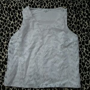 Calvin Klein white tank top / sleeveless blouse w/ triangle design Sz 2X